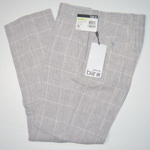 Bar III Slim Fit Plaid Dress Pants in Light Gray